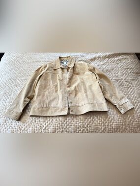 Women’s Coldwater Creek Beige Suede Leather Button-Front Jacket